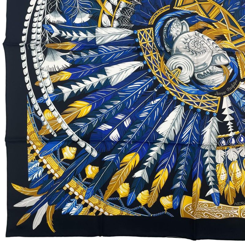 Hermes Carre 90 Danse Pacifique 100% Silk Blue — view 6