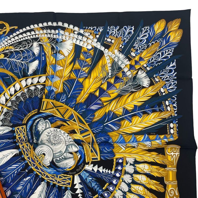 Hermes Carre 90 Danse Pacifique 100% Silk Blue — view 5
