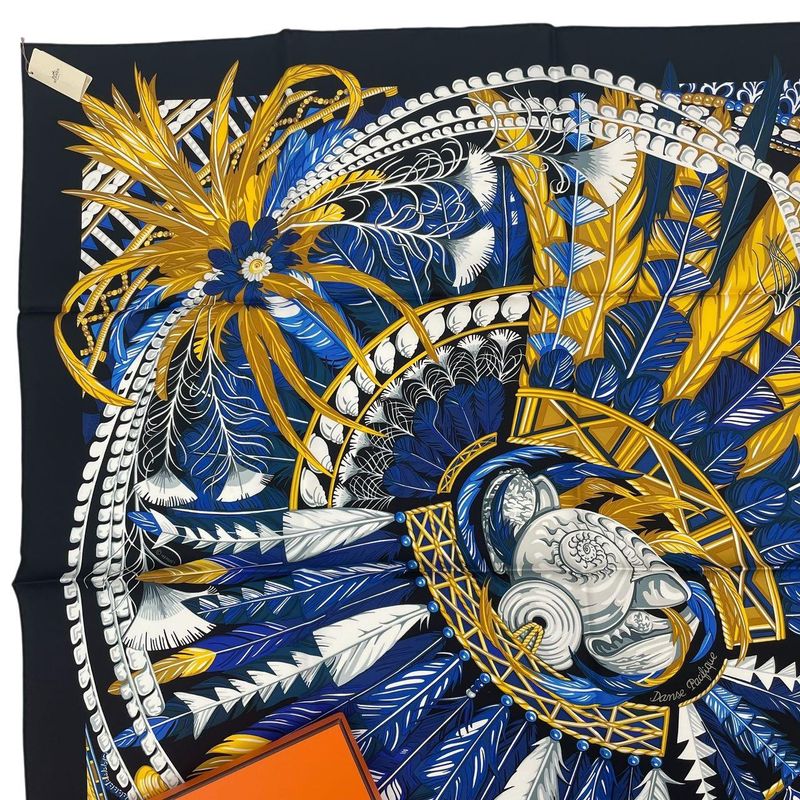 Hermes Carre 90 Danse Pacifique 100% Silk Blue — view 4
