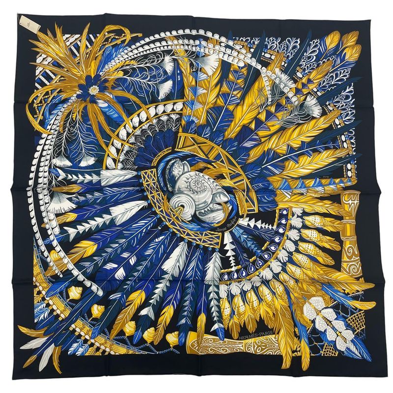 Hermes Carre 90 Danse Pacifique 100% Silk Blue — view 3