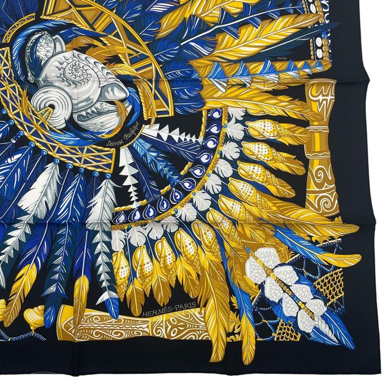 Hermes Carre 90 Danse Pacifique 100% Silk Blue — view 7