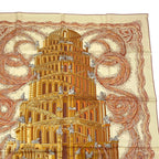 Hermes Carre 90 LES Rivieres de Babel River Of Scarf 100% Silk Beige — view 4