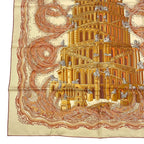 Hermes Carre 90 LES Rivieres de Babel River Of Scarf 100% Silk Beige — view 5