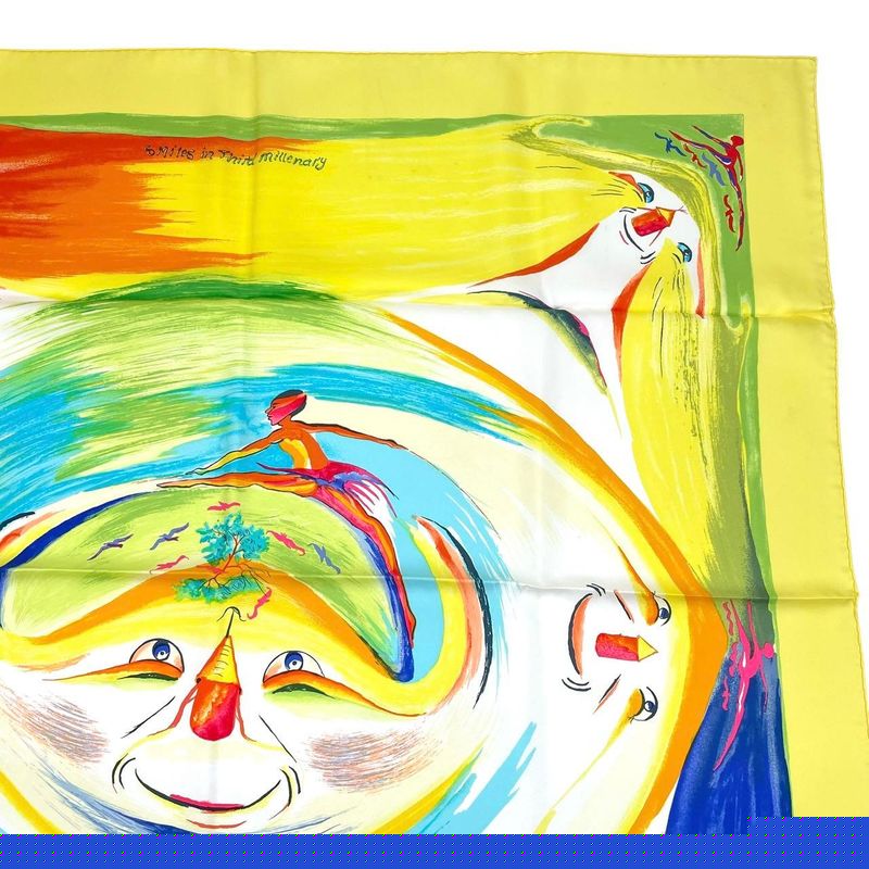 Hermes Carre 90 Smiles In Third Millenary Scarf Silk Red — view 5