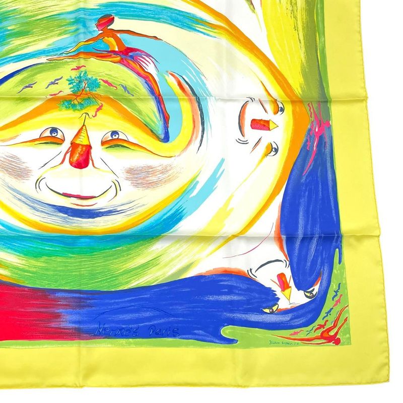 Hermes Carre 90 Smiles In Third Millenary Scarf Silk Red — view 6