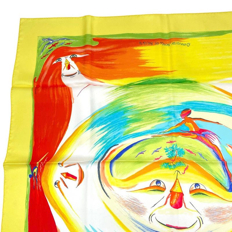 Hermes Carre 90 Smiles In Third Millenary Scarf Silk Red — view 4