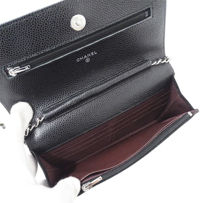 Chanel Wallet Quilted Shoulder Chain Caviar Leather — view 5