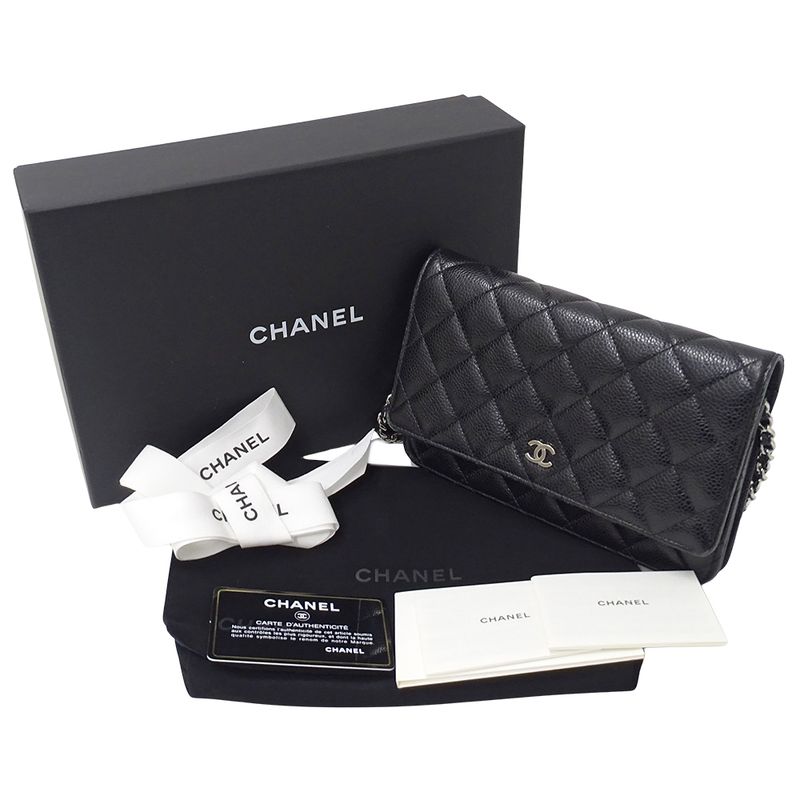 Chanel Wallet Quilted Shoulder Chain Caviar Leather — view 8