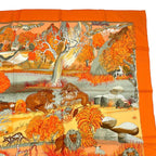 Hermes Carre 90 Scarf 100% Silk Nuba Mountain Orange Box — view 4