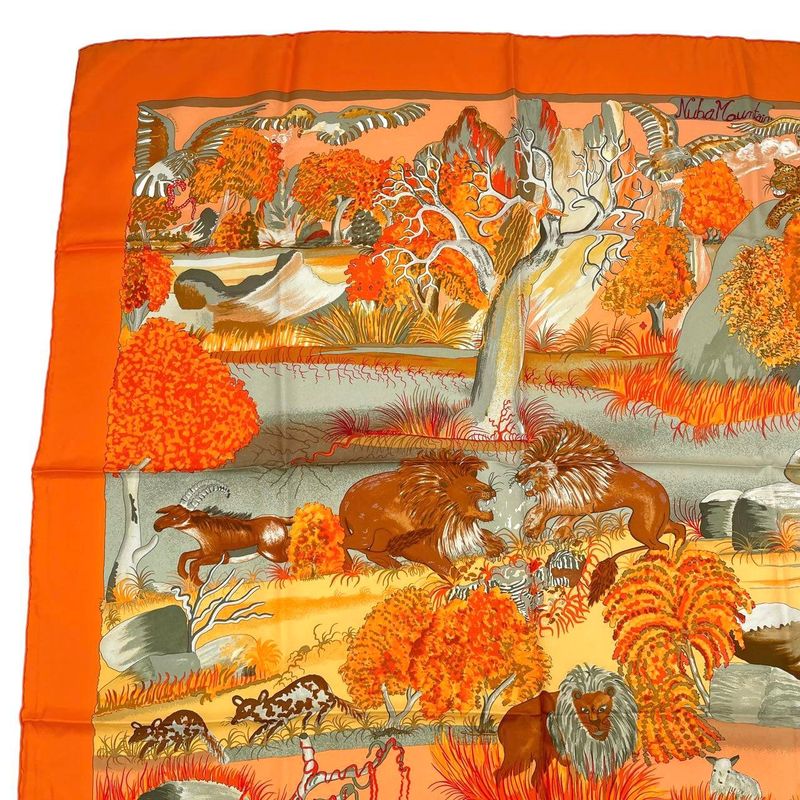 Hermes Carre 90 Scarf 100% Silk Nuba Mountain Orange Box — view 3