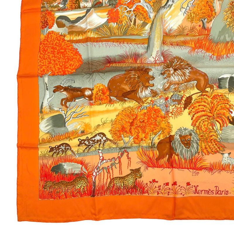 Hermes Carre 90 Scarf 100% Silk Nuba Mountain Orange Box — view 5