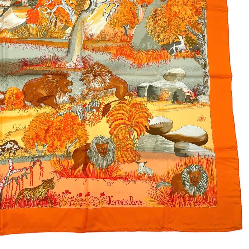 Hermes Carre 90 Scarf 100% Silk Nuba Mountain Orange Box — view 6