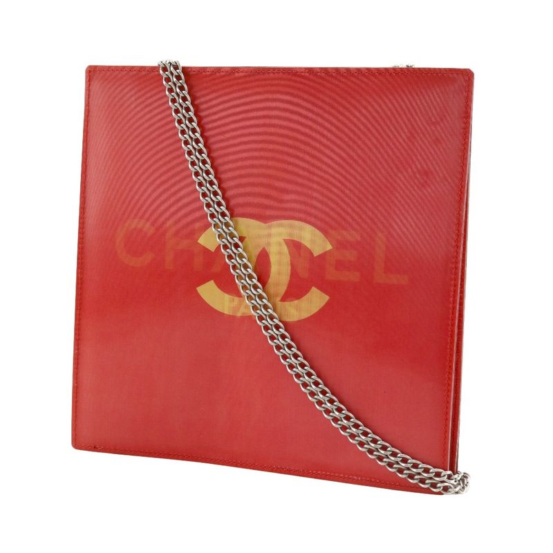 Chanel Hologram Chain Shoulder Vinyl Red Bag — view 3