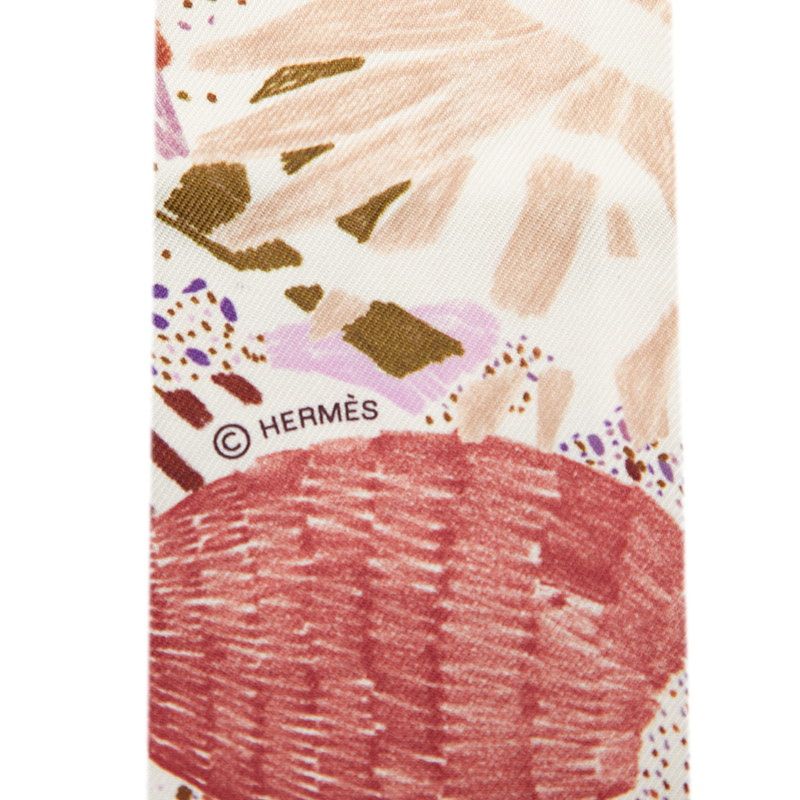 Hermes Twilly Chacun Fait Son Nid Each Nest Building White Multicolor Silk — view 4