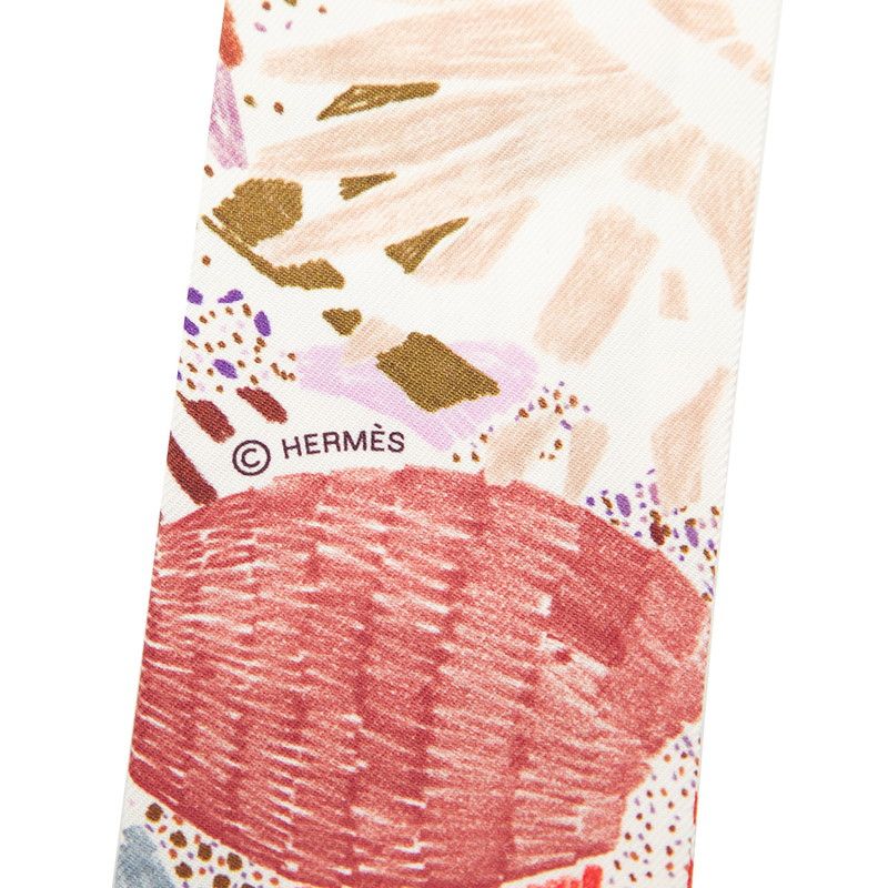 Hermes Twilly Chacun Fait Son Nid Each Nest Building White Multicolor Silk — view 3