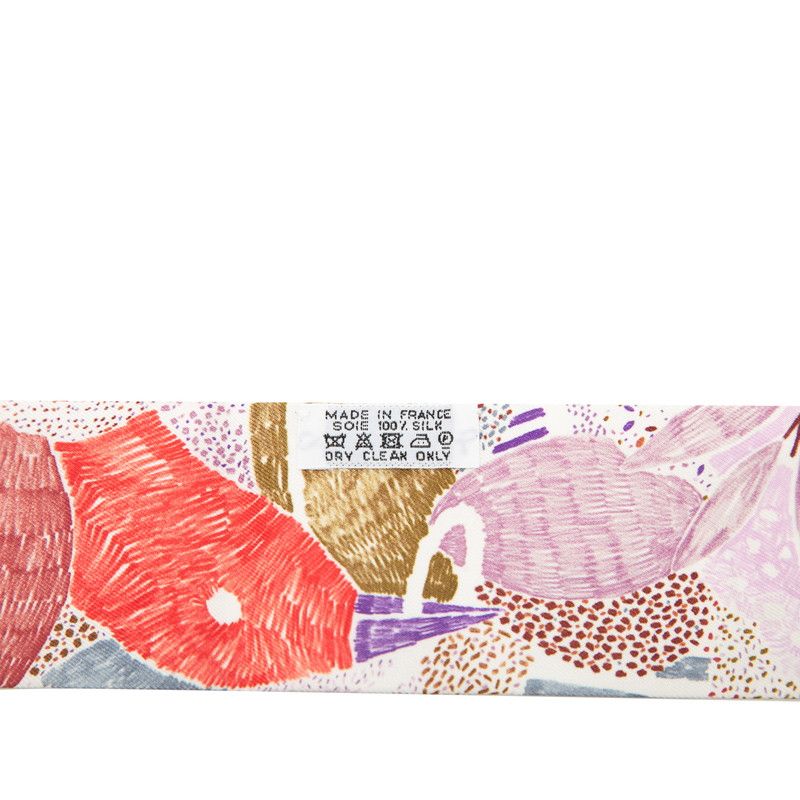 Hermes Twilly Chacun Fait Son Nid Each Nest Building White Multicolor Silk — view 4