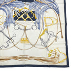 Hermes Scarf Carre 90 Silk Projets Carres Au Crayon White Navy — view 6