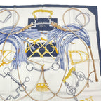 Hermes Scarf Carre 90 Silk Projets Carres Au Crayon White Navy — view 5