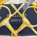 Hermes Scarf Carre 90 Silk Projets Carres Au Crayon White Navy — view 7