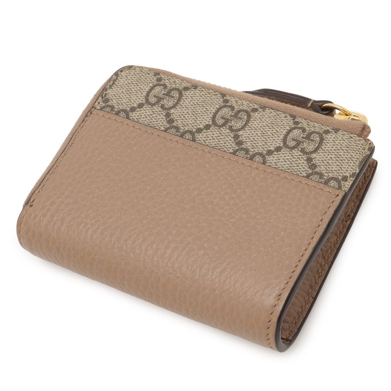 Gucci GG Marmont Supreme Compact Wallet L-shaped Zipper Pink Beige — view 2