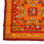 Hermes Carre 90 Scarf Silk Early America Good Vintage Animal Pattern Red — view 5