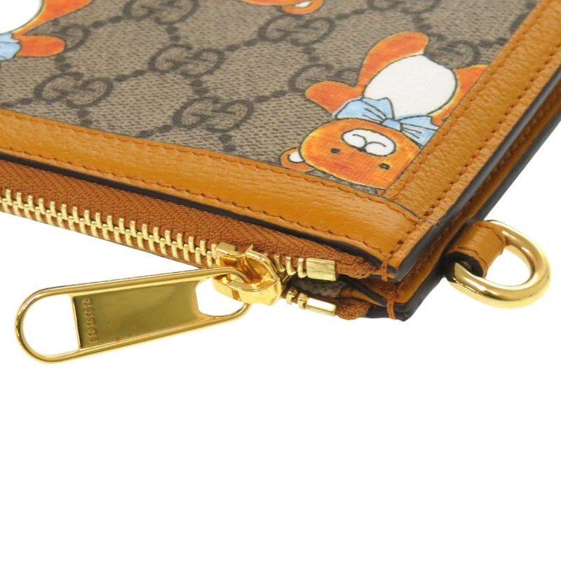 Gucci Kai Teddy Bear GG Supreme Canvas Calf Beige Clutch Bag 0272 — view 5