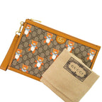Gucci Kai Teddy Bear GG Supreme Canvas Calf Beige Clutch Bag 0272 — view 4