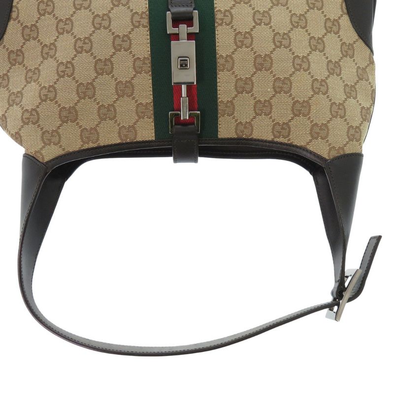 Gucci GG Canvas Jackie Sherry One Leather Brown Beige Black — view 6