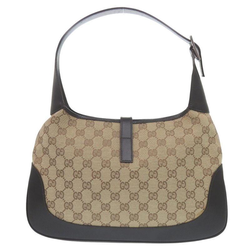 Gucci GG Canvas Jackie Shoulder Bag Brown Beige Black