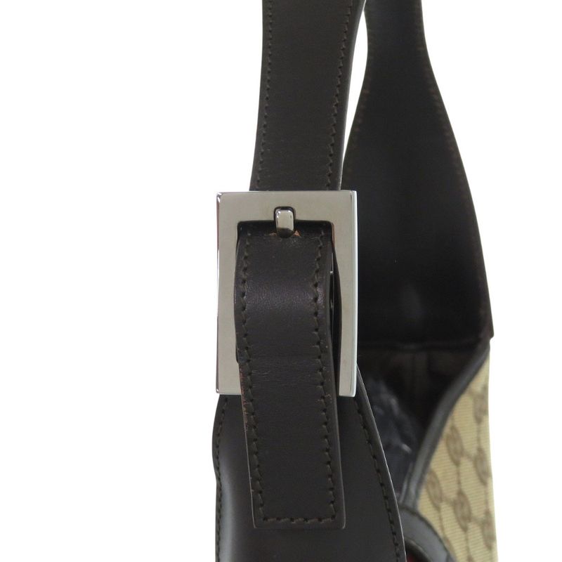 Gucci GG Canvas Jackie Shoulder Bag Brown Beige Black