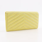 Chanel V Stitch Coco Mark Lambskin Yellow Long Wallet — view 3