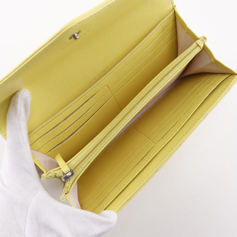 Chanel V Stitch Coco Mark Lambskin Yellow Long Wallet — view 7