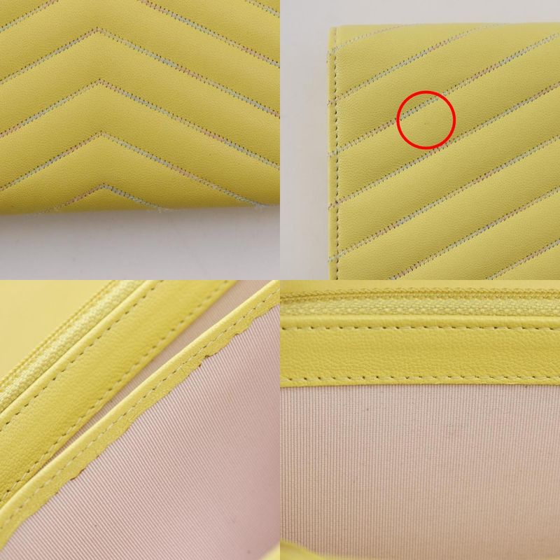 Chanel V Stitch Coco Mark Lambskin Yellow Long Wallet — view 9