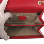 Gucci Interlocking G Chain Shoulder Bag Leather Red 1068 — view 9