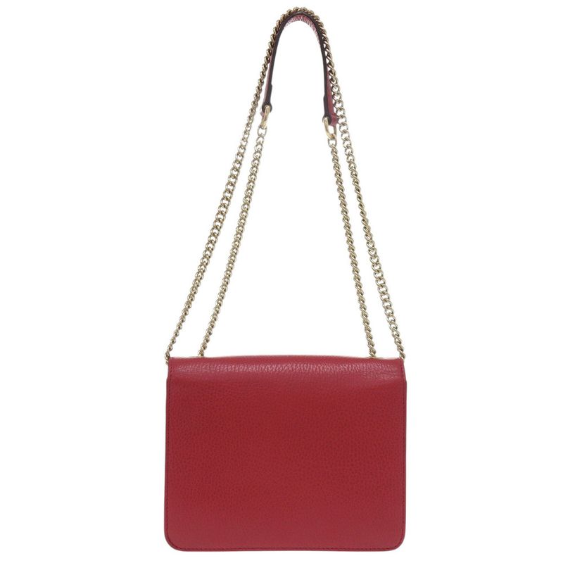 Gucci Interlocking G Chain Shoulder Bag Leather Red 1068 — view 3