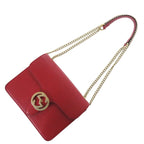 Gucci Interlocking G Chain Shoulder Bag Leather Red 1068 — view 4