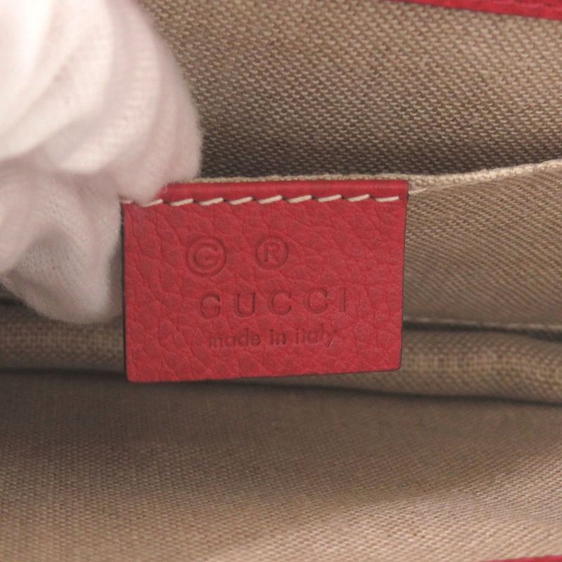 Gucci Interlocking G Chain Shoulder Bag Leather Red 1068 — view 7