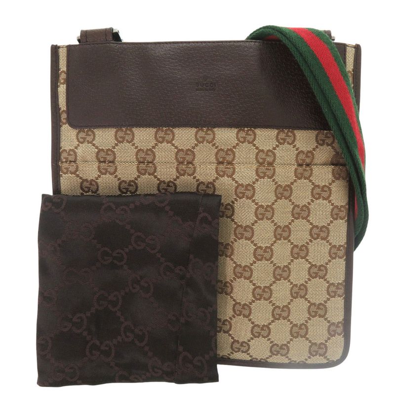 Gucci Sherry Line GG Canvas Messenger Bag 27639 Body Leather Brown — view 3