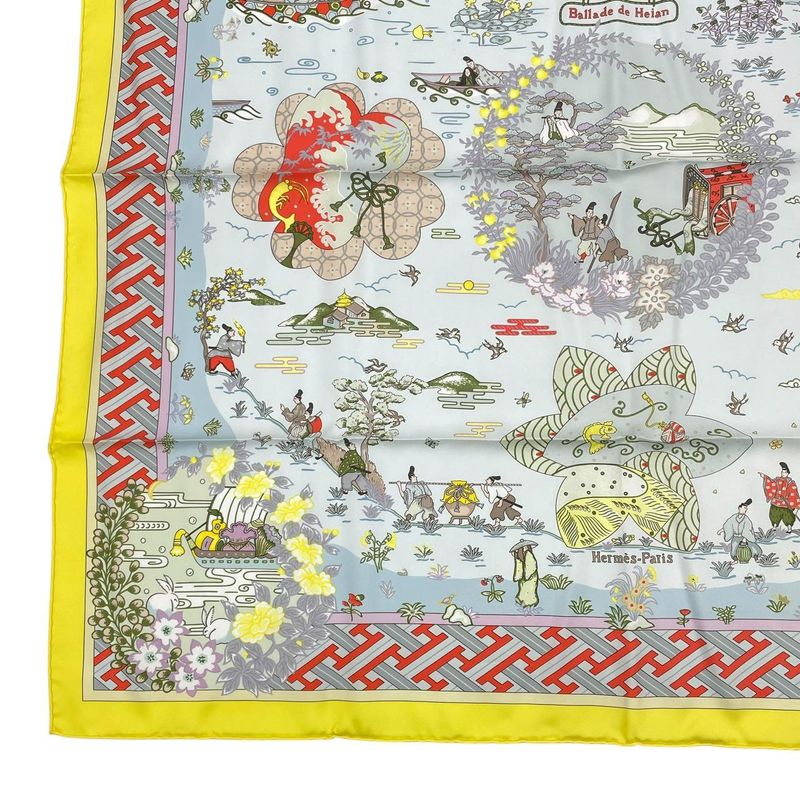 Hermes Carre 90 Large Scarf 100% Silk Ballade De Heian In The Garden — view 5