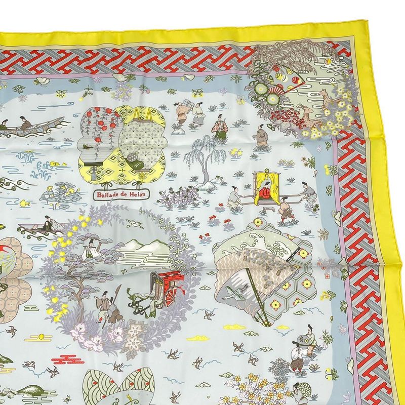 Hermes Carre 90 Large Scarf 100% Silk Ballade De Heian In The Garden — view 4