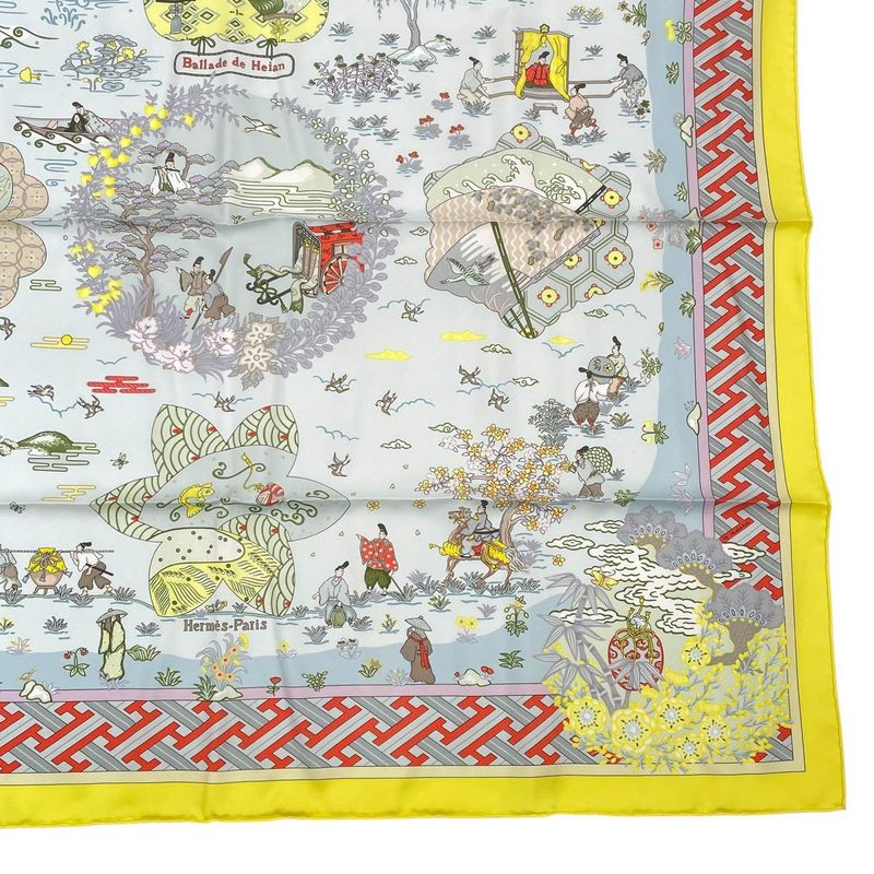 Hermes Carre 90 Large Scarf 100% Silk Ballade De Heian In The Garden — view 6