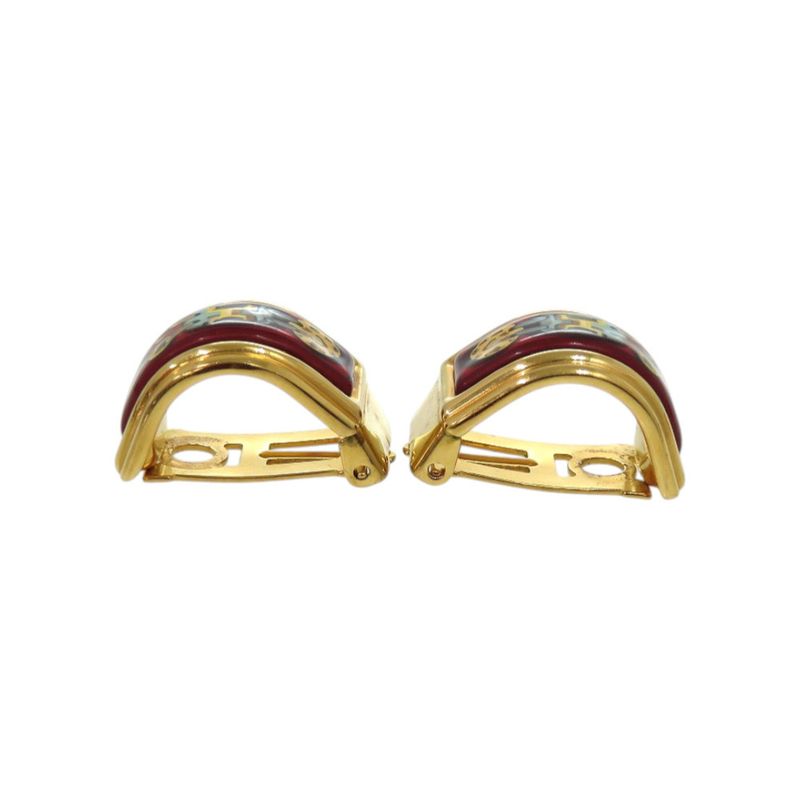 Hermes Enamel Metal Red Earrings 0120 — view 5