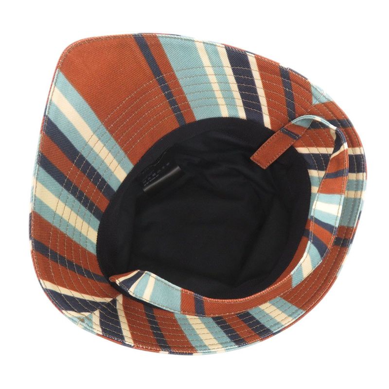 Prada Triangle Logo Stripe Size XL Cotton Multicolor Bucket Hat 1378 — view 6
