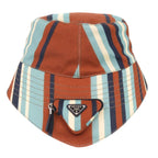 Prada Triangle Logo Stripe Size XL Cotton Multicolor Bucket Hat 1378 — view 3
