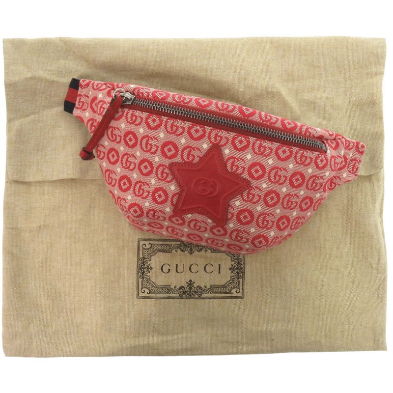 Gucci Children's Star Canvas Leather Red Waist Bag Body — view 3