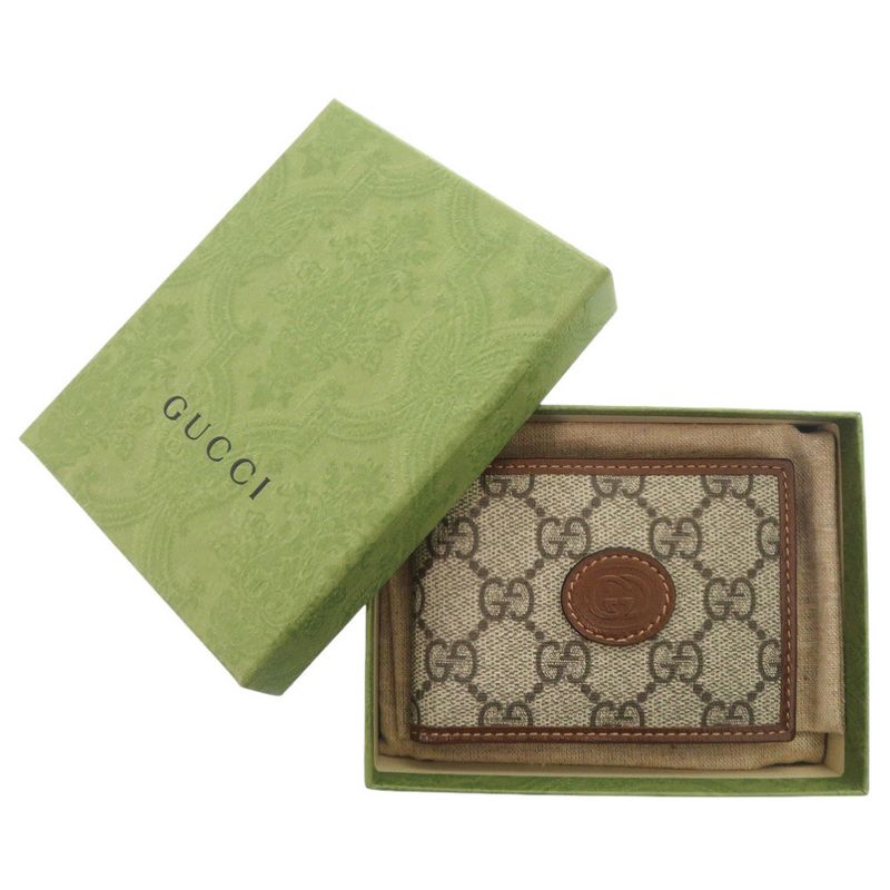 Gucci Interlocking G GG Supreme Beige Bifold Wallet Billfold 0049 — view 3