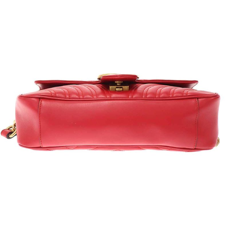 Gucci GG Marmont Leather Shoulder Bag Red — view 5