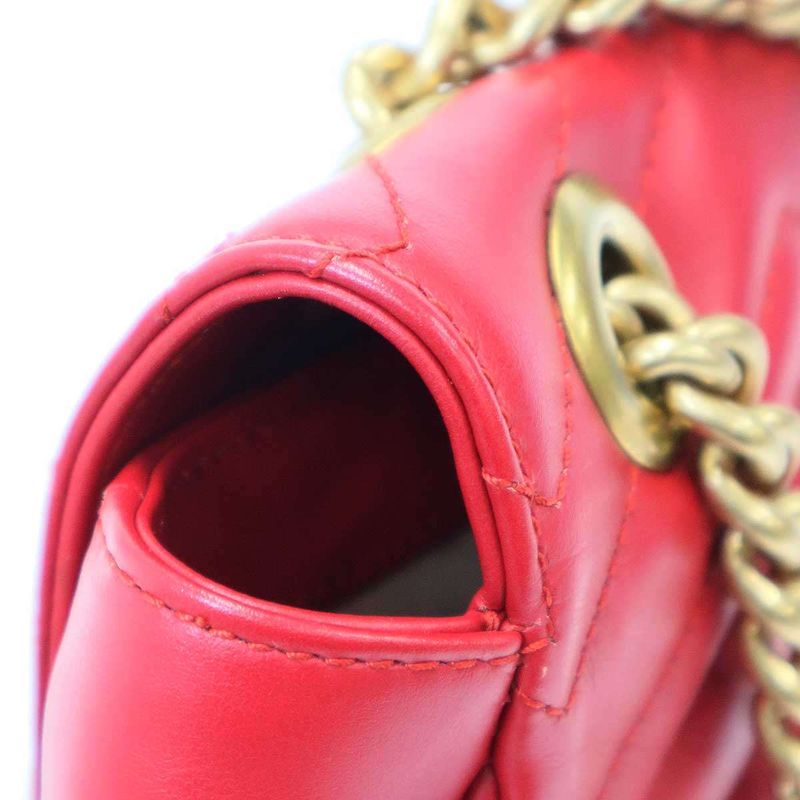 Gucci GG Marmont Leather Shoulder Bag Red — view 7