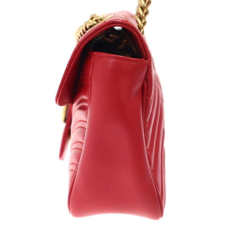 Gucci GG Marmont Leather Shoulder Bag Red — view 4