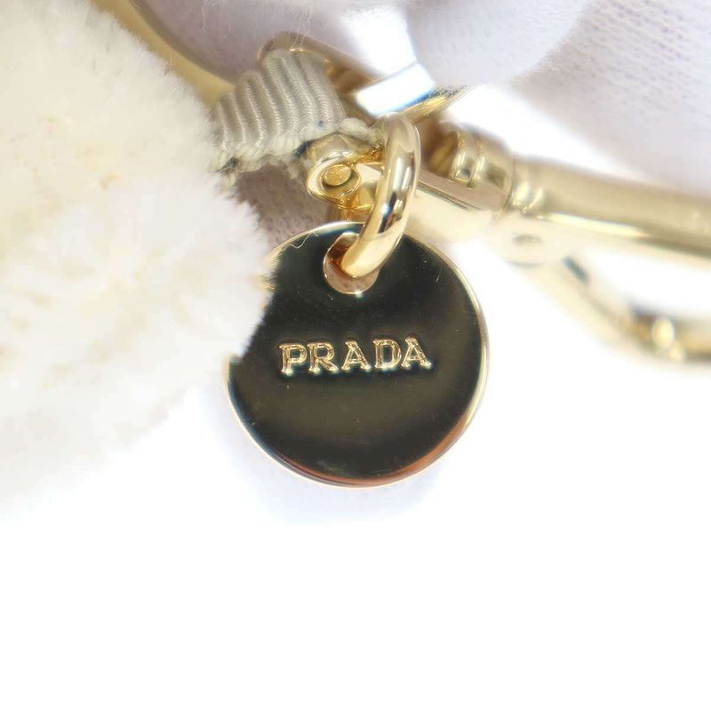 Prada Teddy Bear Key Chain Bag Charm Ivory Black — view 3